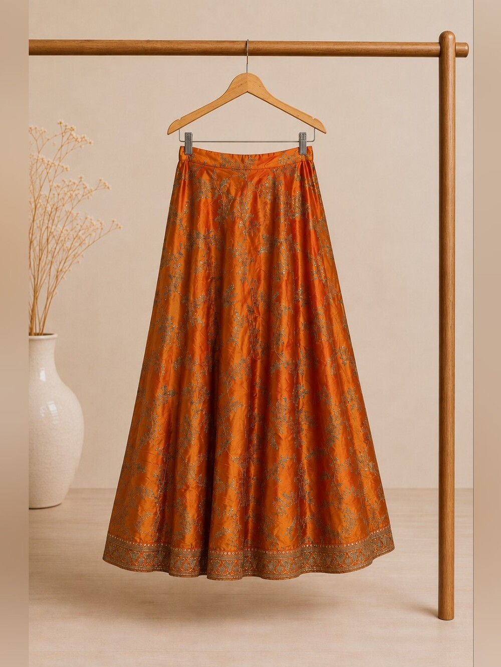 Orange Embroidered Lehenga Choli – US 10 - Picture 4 of 10